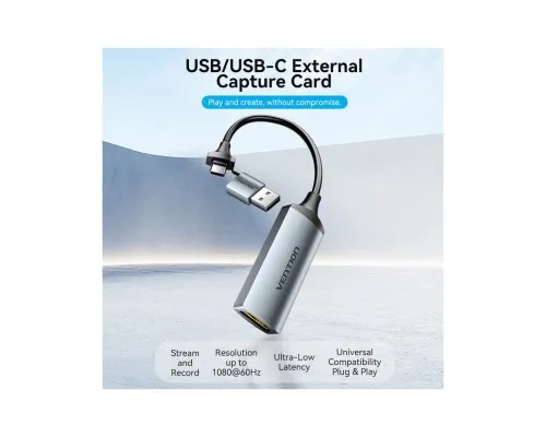 Перехідник USB-C + USB-A to HDMI M 0.1m video capture gray Vention (ACWHA)