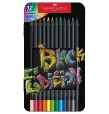 Олівці кольорові Faber-Castell Black Edition tincolour pencils, тригранні, чорне дерево, 12 кольорів (116413) (32087)