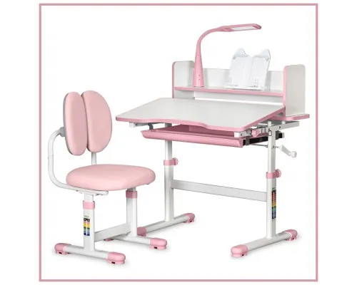 Парта зі стільцем ErgoKids Pink (+полка+лампа) (BD-24 PN)