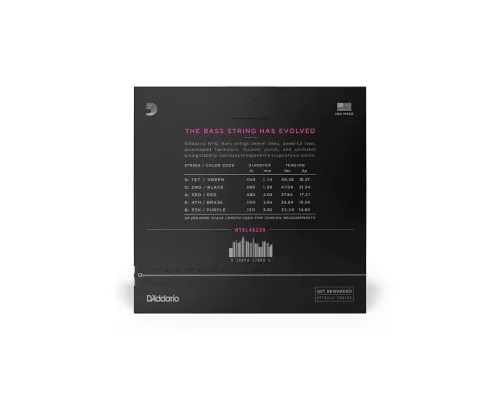 Струни для гітари D'Addario NYXL Regular Light 5-String (45-130) (NYXL45130)