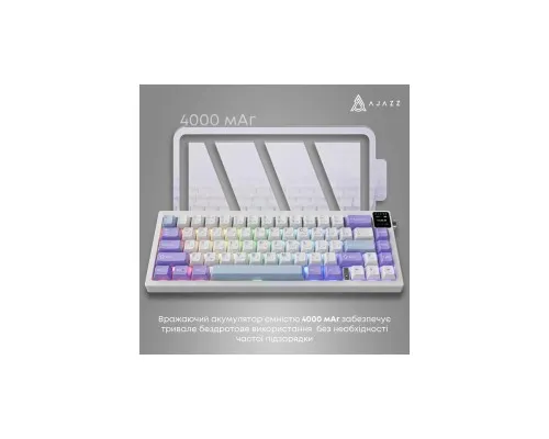 Клавіатура Ajazz AK650 Flying Fish Switch Purple RGB USB/Wireless/Bluetooth UA Purple (AK650-FF-PWB)