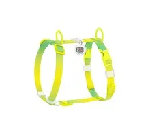 Шлея для собак WAUDOG H-подібна анатомічна Nylon Recycled з QR-паспортом, градієнт, пластиковий фастекс XS салатова (47555)