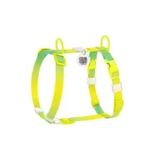 Шлея для собак WAUDOG H-подібна анатомічна Nylon Recycled з QR-паспортом, градієнт, пластиковий фастекс XS салатова (47555)