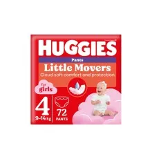 Підгузки Huggies Little Movers/Pants 4 (9-14 кг) Box для дівчаток 72 шт (5029053564098)