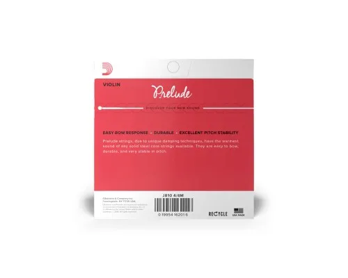 Струни для скрипки D'Addario Prelude Violin String Set 4/4 Scale Medium Tension (J810 4/4M)