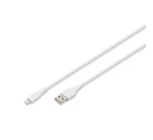 Дата кабель USB 2.0 AM to Lightning 2.0m 12W white Digitus (AK-600108-020-W)