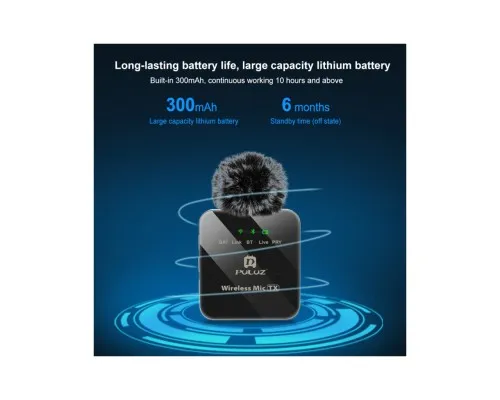 Мікрофон Puluz PULUZ 2 TX + 1 RX Wireless black (PU3154B)