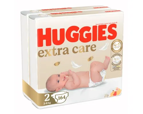 Підгузки Huggies Extra Care 2 (3-6 кг) M-Pack 164 шт (5029054234778_5029053549637)