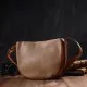 Сумка Vintage Напівкругла крос-боді з натуральної шкіри Бежева (22092)