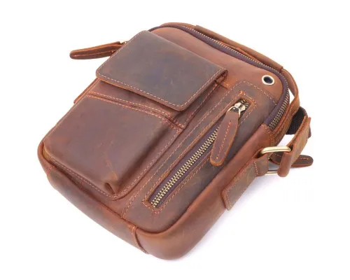 Сумка Vintage Вінтажна чоловіча з натуральної шкіри Коричнева (21293)