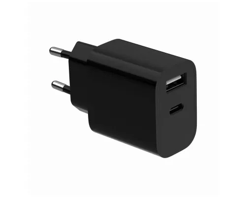 Зарядний пристрій Gembird 1xUSB-C + 1xUSB 12W black (TA-UC-2AC12-01-BK)