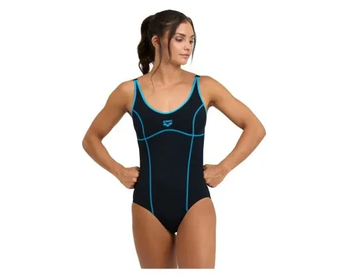 Купальник Arena Tania Clip Back Swimsuit One P 005974-580 чорний, блакитний 40 (3468336865095)
