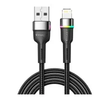 Дата кабель USB 2.0 AM to Lightning 2.0m 2.4A LED black Essager (EXCL-XCDA01)