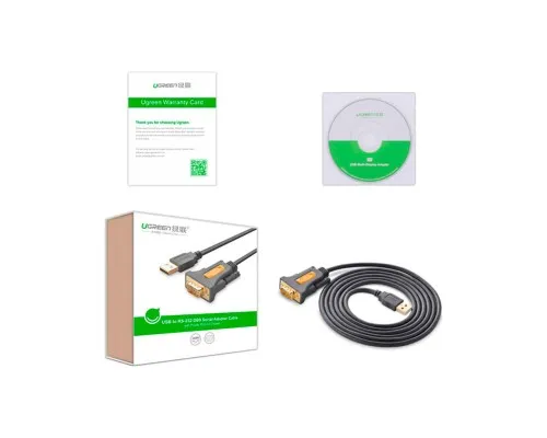 Кабель для передачі даних USB to COM M 1.5m DB9 RS-232 CR104 black Ugreen (20211)
