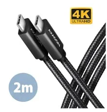 Дата кабель USB-C to USB-C 2.0m USB 3.2 Gen 2 PD 100W 5A 4K black AXAGON (BUCM32-CM20AB)