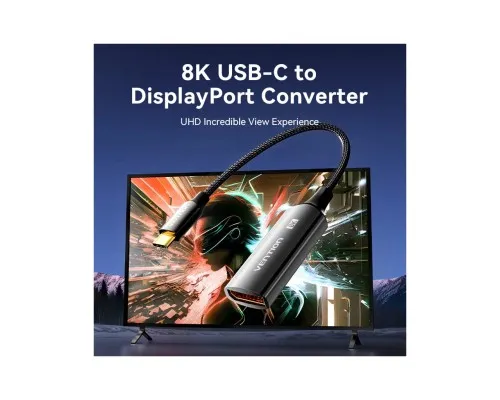 Кабель мультимедійний USB-C to DisplayPort M 0.25m 8K black Vention (CRGBC)