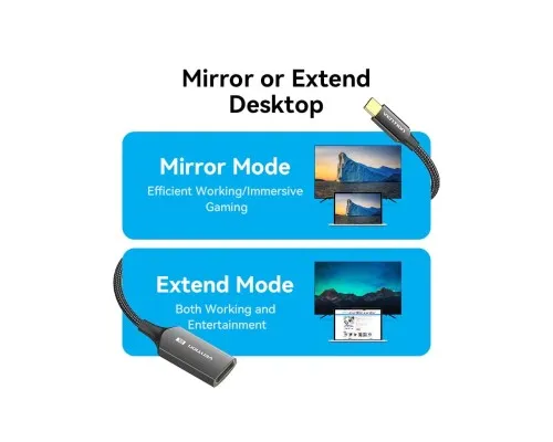 Кабель мультимедійний USB-C to DisplayPort M 0.25m 8K black Vention (CRGBC)