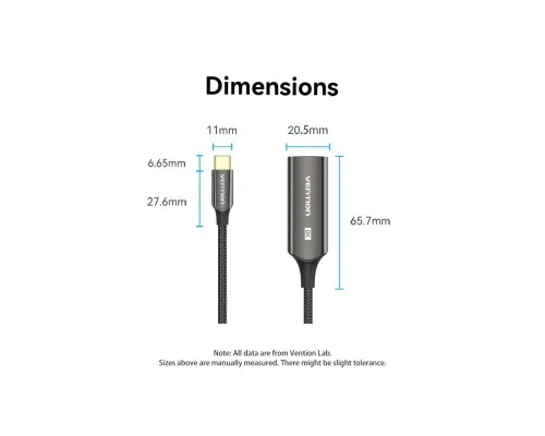 Кабель мультимедійний USB-C to DisplayPort M 0.25m 8K black Vention (CRGBC)