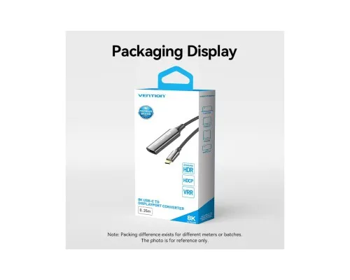 Кабель мультимедійний USB-C to DisplayPort M 0.25m 8K black Vention (CRGBC)