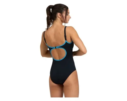 Купальник Arena Tania Clip Back Swimsuit One P 005974-580 чорний, блакитний 42 (3468336860748)
