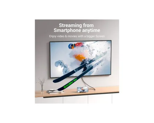 Кабель мультимедійний USB-C to HDMI M 1.5m 4K60Hz Thunderbolt 3 HDCP2.2 black VENTION (CRBBG)