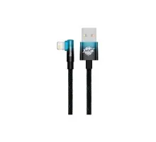 Дата кабель USB 2.0 AM to Lightning 2.0m 2.4A 90° corner black/blue Baseus (CAVP000121)