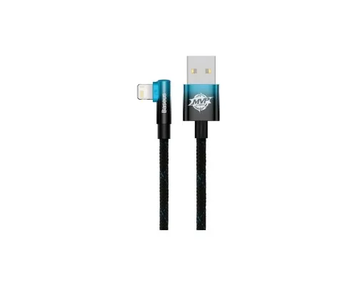 Дата кабель USB 2.0 AM to Lightning 2.0m 2.4A 90° corner black/blue Baseus (CAVP000121)