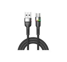 Дата кабель USB 2.0 AM to USB-C 0.5m 3A LED black Essager (EXCT-XCDB01)