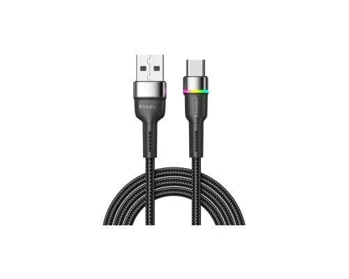 Дата кабель USB 2.0 AM to USB-C 0.5m 3A LED black Essager (EXCT-XCDB01)