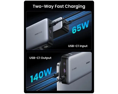 Батарея універсальна Ugreen 25000 mAh 145W Fast Charging Space Gray (U_90597A)