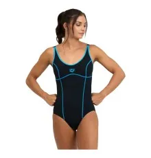 Купальник Arena Tania Clip Back Swimsuit One P 005974-580 чорний, блакитний 44 (3468336866429)