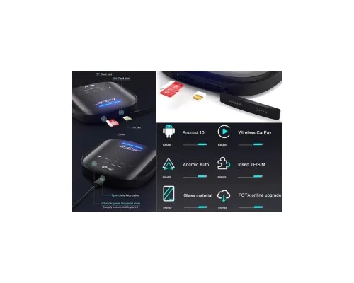 FM модулятор HiSmart CarPlay Android AI, 4G LTE, 8 ГБ + 128 ГБ (BS330409)