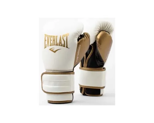 Боксерські рукавички Everlast PowerLock Boxing Training Gloves P00003048 білий, золотий 10 унцій (009283620103)