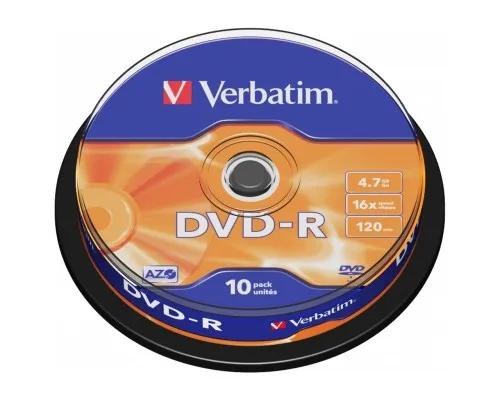 Диск DVD Verbatim 4.7Gb 16X CakeBox 10шт (43523)