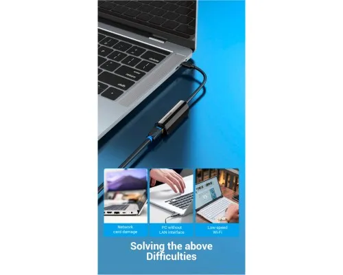 Перехідник USB-C to RJ45 Ethernet 100Mbps VENTION (CFABB)