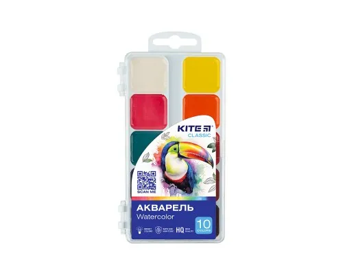 Акварельні фарби Kite Classic, 10 кольорів (K-060)