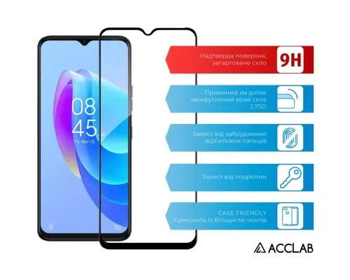 Скло захисне ACCLAB Full Glue Tecno Spark 9 Pro Black (1283126547300)