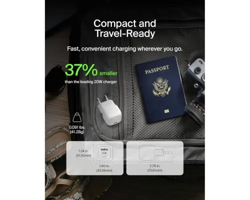 Зарядний пристрій Belkin USB-C PD20W PPS white (WCA009KQWH)