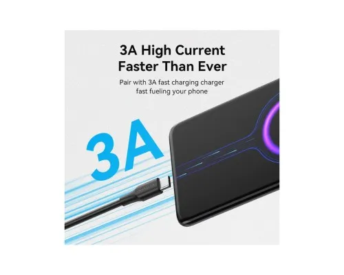 Дата кабель USB 2.0 AM to USB-C 1.0m 3A black Vention (CTHBF)