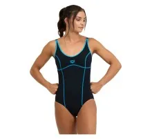 Купальник Arena Tania Clip Back Swimsuit One P 005974-580 чорний, блакитний 48 (3468336867785)