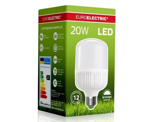 Лампочка EUROELECTRIC Plastic 20W E27 4000K 220V (LED-HP-20274(P))