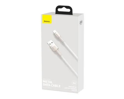 Дата кабель USB 3.1 AM to USB-C 2.0m 6.0A 66W Cafule Series Metal White Baseus (CAKF000202)