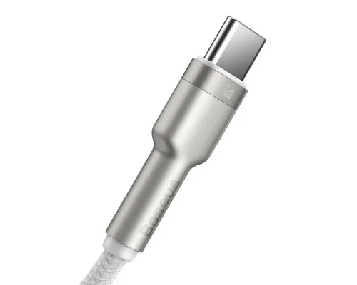 Дата кабель USB 3.1 AM to USB-C 2.0m 6.0A 66W Cafule Series Metal White Baseus (CAKF000202)
