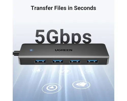 Концентратор Ugreen USB 3.0 to 4хUSB 3.0 1.0m Space Gray CM219 (35574)