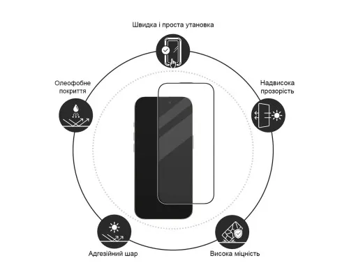 Скло захисне Drobak Apple iPhone 16e Black (383877)