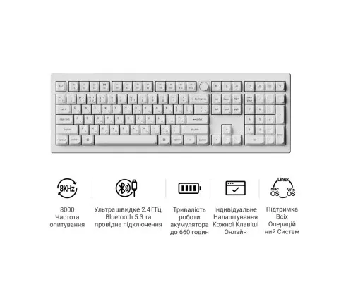 Клавіатура Keychron V6 Ultra Keychron Red Switch RGB UA White (V6U-F1-UA)