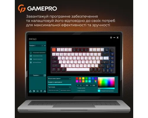 Клавіатура GamePro MK160 V2 Warden QLAB Sakura Linear RGB USB UA Black (MK160-V2-B-QS)