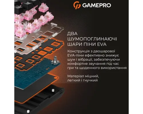 Клавіатура GamePro MK160 V2 Warden QLAB Sakura Linear RGB USB UA Black (MK160-V2-B-QS)