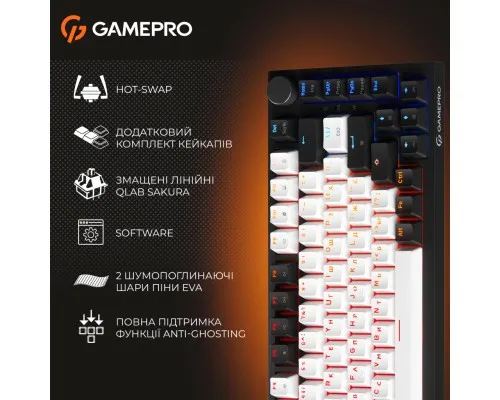 Клавіатура GamePro MK160 V2 Warden QLAB Sakura Linear RGB USB UA Black (MK160-V2-B-QS)