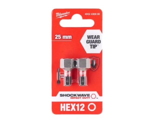 Набір біт Milwaukee SHOCKWAVE, Hex12, 25мм, 2шт (4932430900)